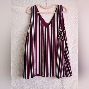 Reversible Elegant V-Neck Striped Sleeveless Blouse XXL